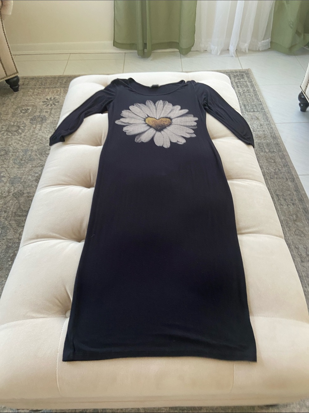 Trendyland Black Daisy Graphic Long Sleeve Women’s Dress